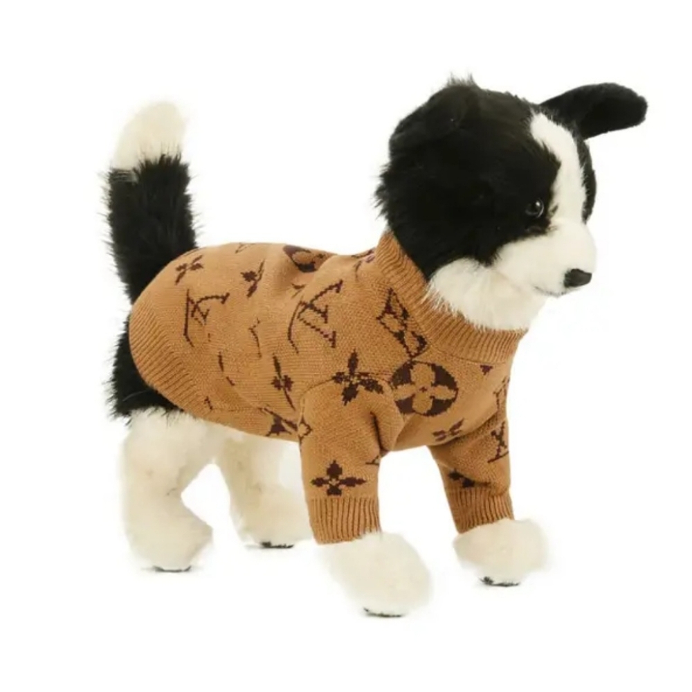Dog Knitted Cotton LV Print Coat | Size M